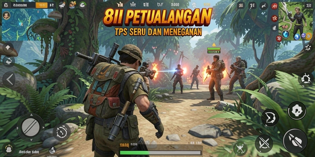 Screenshot gameplay 8II dengan aksi tembak-menembak yang seru.