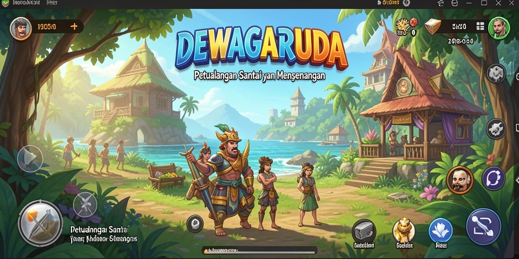 Tampilan gameplay DEWAGARUDA yang ceria dan penuh tantangan.