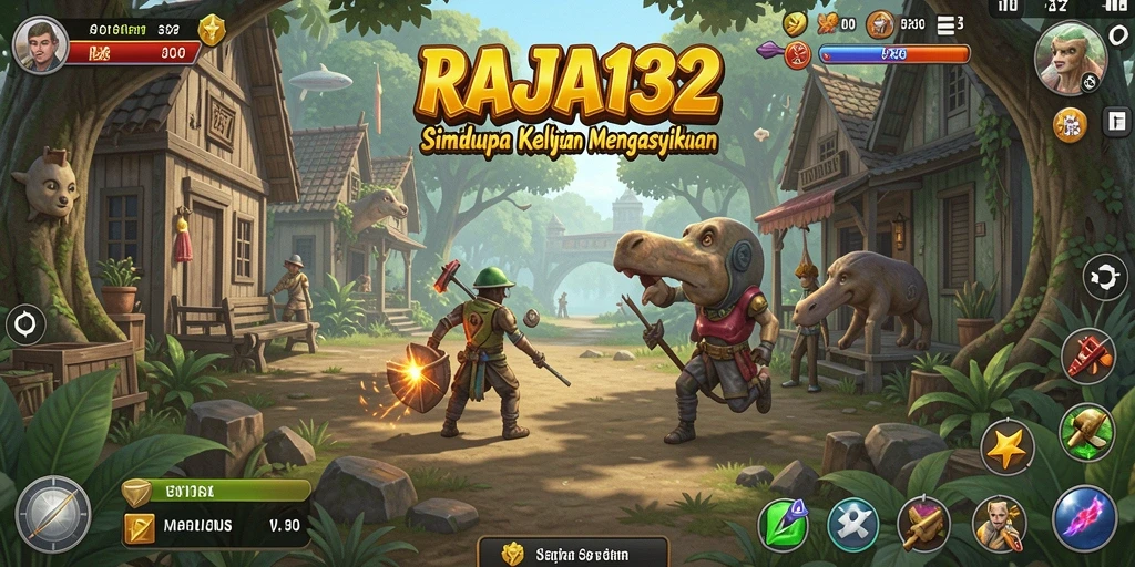 Tampilan gameplay RAJA132 dengan interaksi karakter yang menarik.